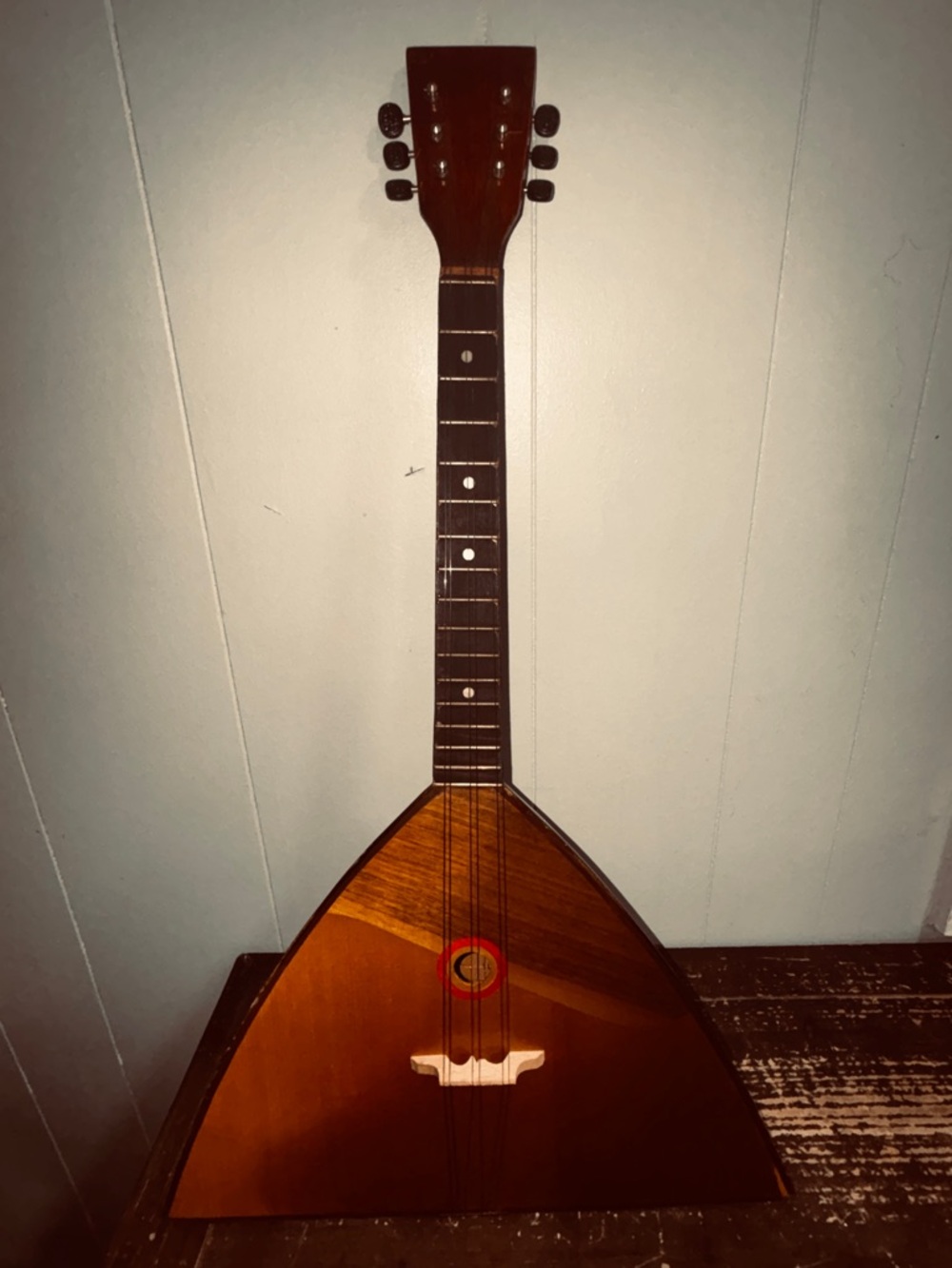 Vintage Russian Balalaika • Triangular Folk String Instrument • Cyrillic Label